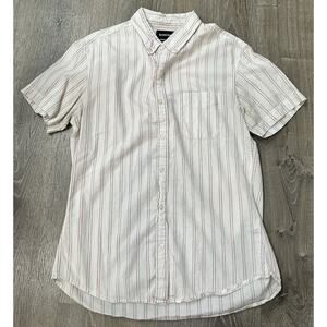 Bonobos Shirt Mens Medium White Striped Slim Fit Short Sleeve Button Down Shirt